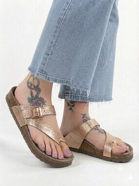 Mephisto Helen Rose Gold Metallic Leather Sandals Size 36 EU / US 6